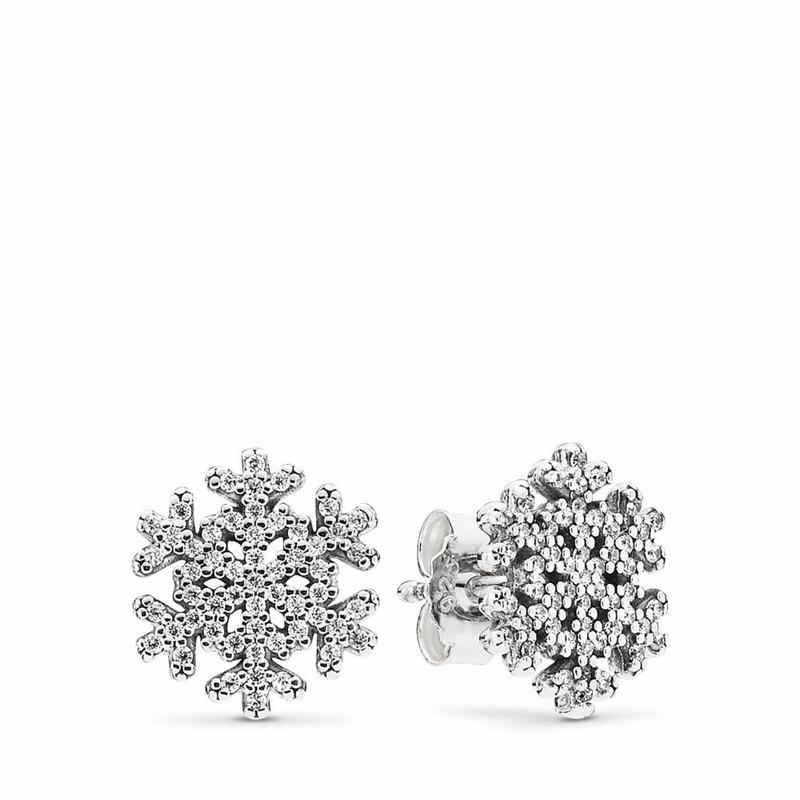 Pandora Snowflake Stud Earrings Clearance NZ, Sterling Silver (314809-LXF)